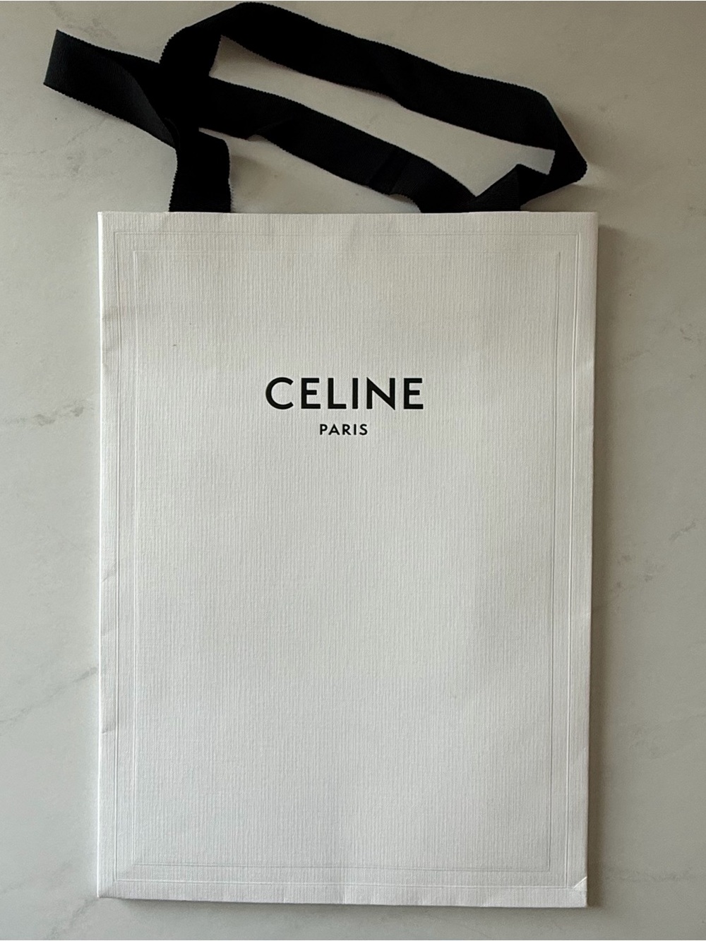Celine White Tote with Black Straps